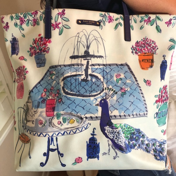 RARE Kate Spade Large Blue Shoulder Bag Tote - Picture 3 of 6